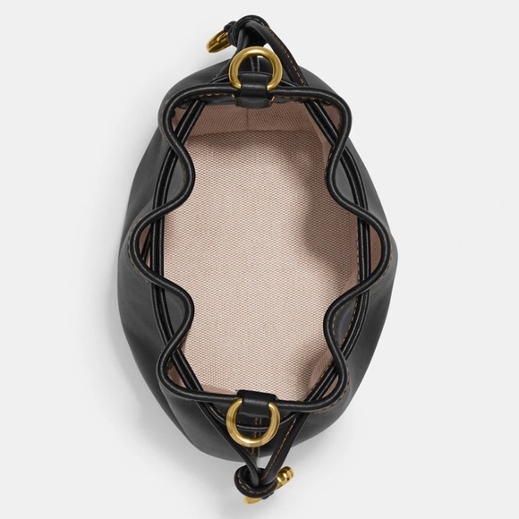 Coach 1941 Camila Bucket Crossbody Bag in Brass/Black Glovetanned Leather NWT - Picture 8 of 9